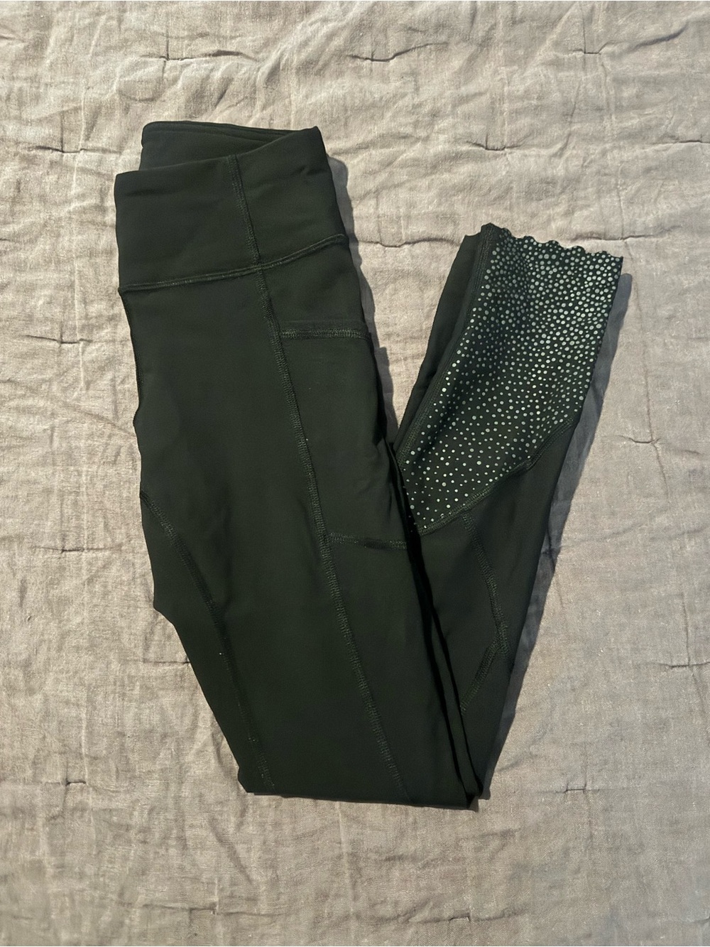 Lululemon Black Leggings with metallic Ankle Panel